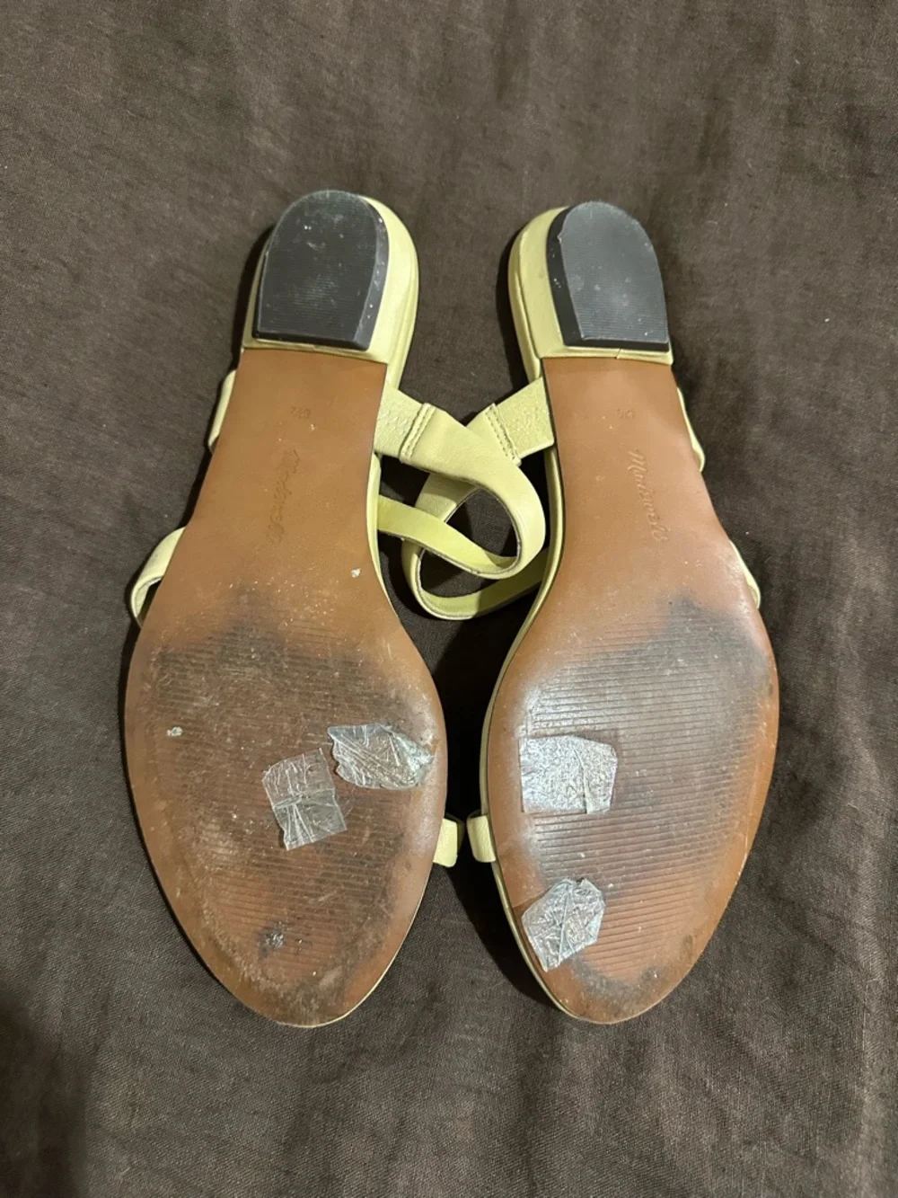 Madewell Yellow Strappy Toe-Ring Sandals with Silver Accent - Women